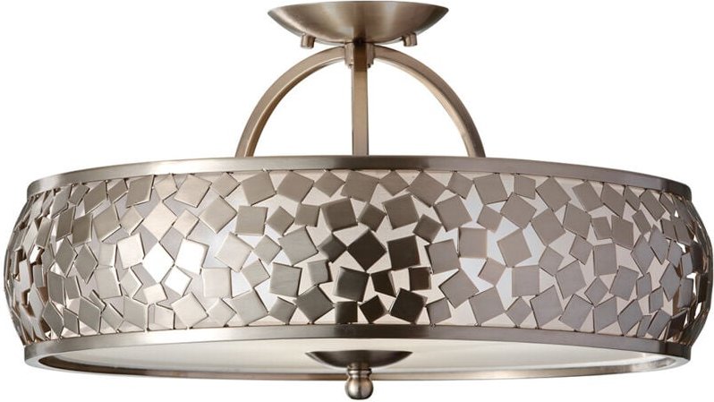Thumbnail - Elstead - Zara - 3 Light Semi Flush Deckenleuchte Gebürsteter Stahl, E27