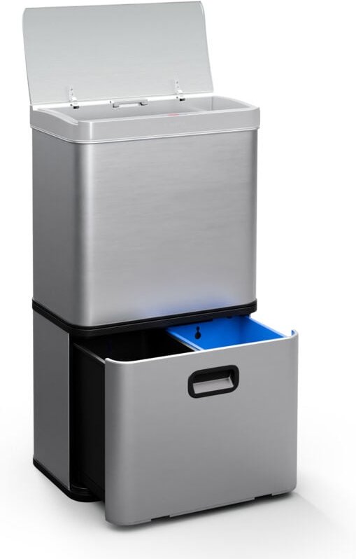 Klarstein - Touchless Sensor-Mülleimer - 56L Küchen-Abfalleimer mit Bewegungssensor, 3-in-1-Mülleimer, Trennsystem, Soft...