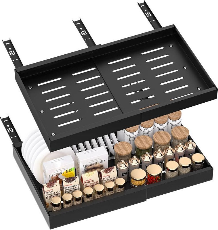 2 Stück Erweiterbarer Teleskopschublade Verstellbare Breite Ausziehbare Schubladen