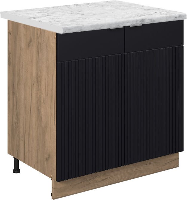 Vicco - Spülenunterschrank Fame-Line, Schwarz gestreift, 80 cm , ap Marmor