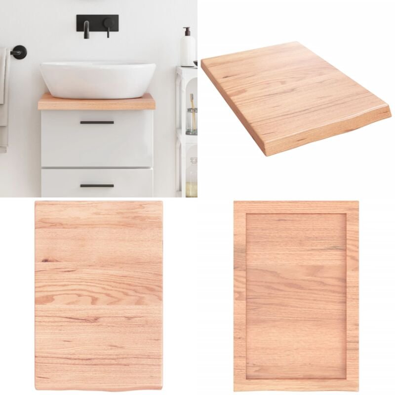 Waschtischplatte Hellbraun 40x60x(2-4) cm Massivholz Behandelt - Eichenholz Platte - Waschtischplatte - Badezimmerstil -...