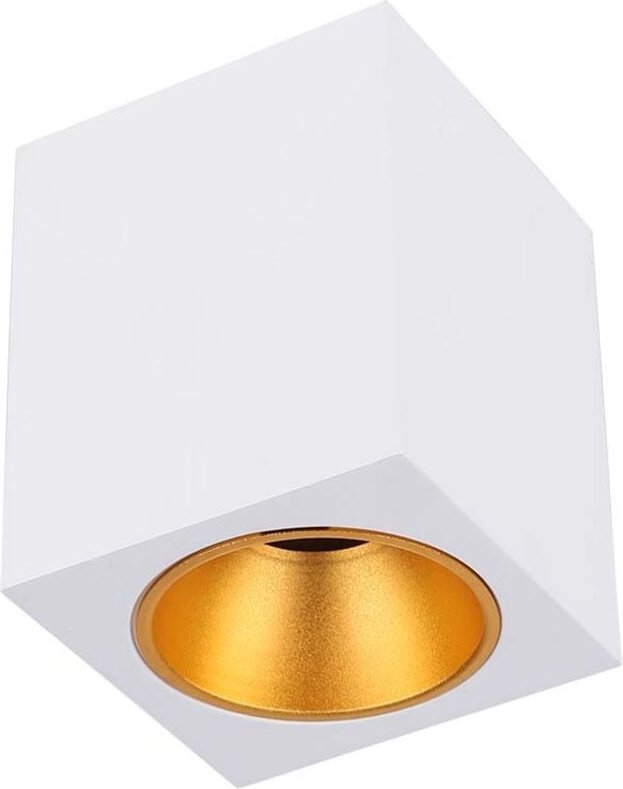 V-TAC VT-979 LED-Deckenleuchte für Aufbaumontage, quadratisch, GU10, weiße Farbe und goldener Reflektor, Artikelnummer 6...