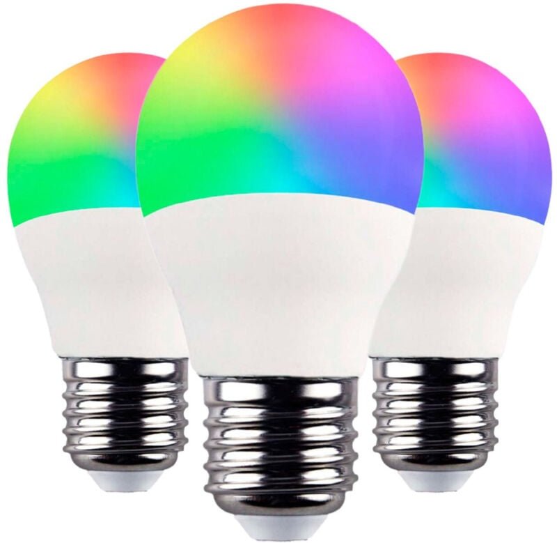 7hsevenon - 3er-Pack kugelförmige LED-Lampen Smart WiFi E27, 5 w, entspricht 35 w, 450 lm, rgbww, dimmbar über Smartphon...