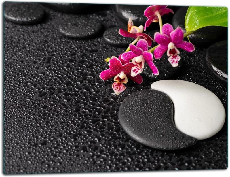 Glasschild Schneidebrett 52x40 Blume