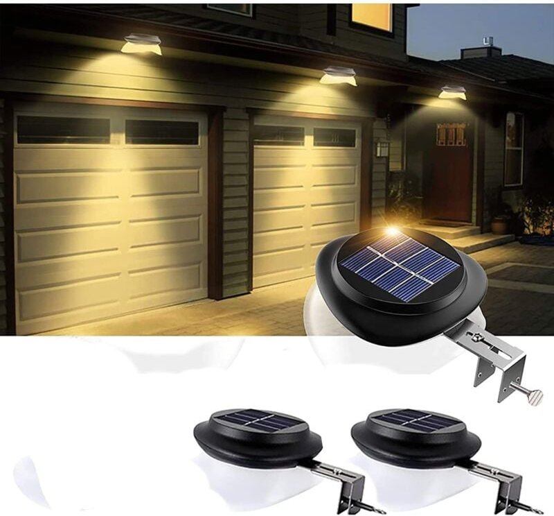 2er-Pack Solar-Dachrinnenleuchten für den Außenbereich, wasserdichte Solarleuchten für Zaun, Garten, Wand und Hof (schwa...