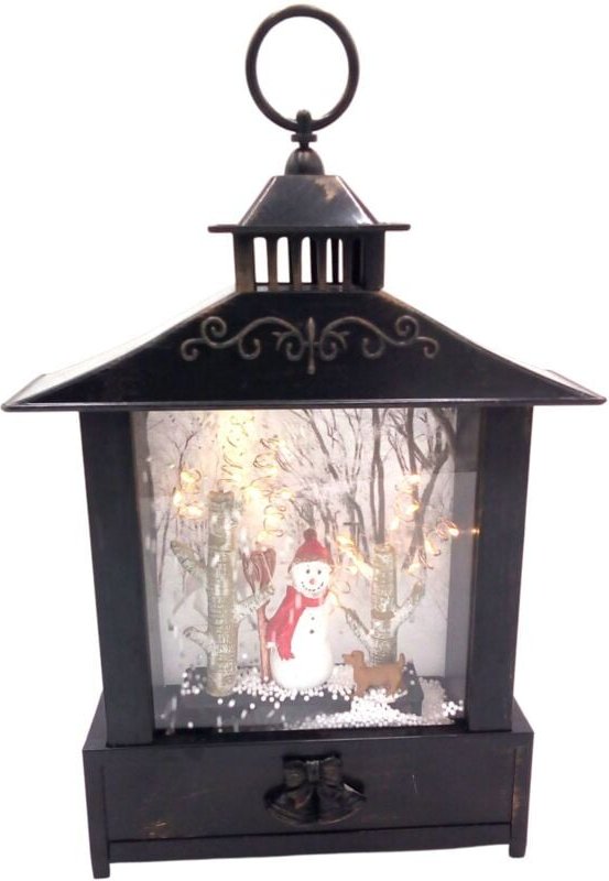 LED-Laterne Schneemann mit Hund oder Kinder im Schnee Weihnachtsdeko Dekolaterne - Schneemann mit Hund - Buri