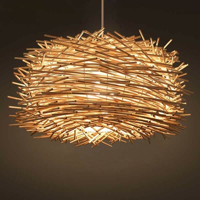 COMELY Vintage Rattan Rattan Suspension E27 Kreativ in Form eines natürlichen Bambusglanzes für Wohnzimmer für Wohnzimme...