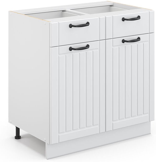 Vicco - Küchenschränke Fame-Line, Weiß Landhaus, 80 cm ohne Arbeitsplatte