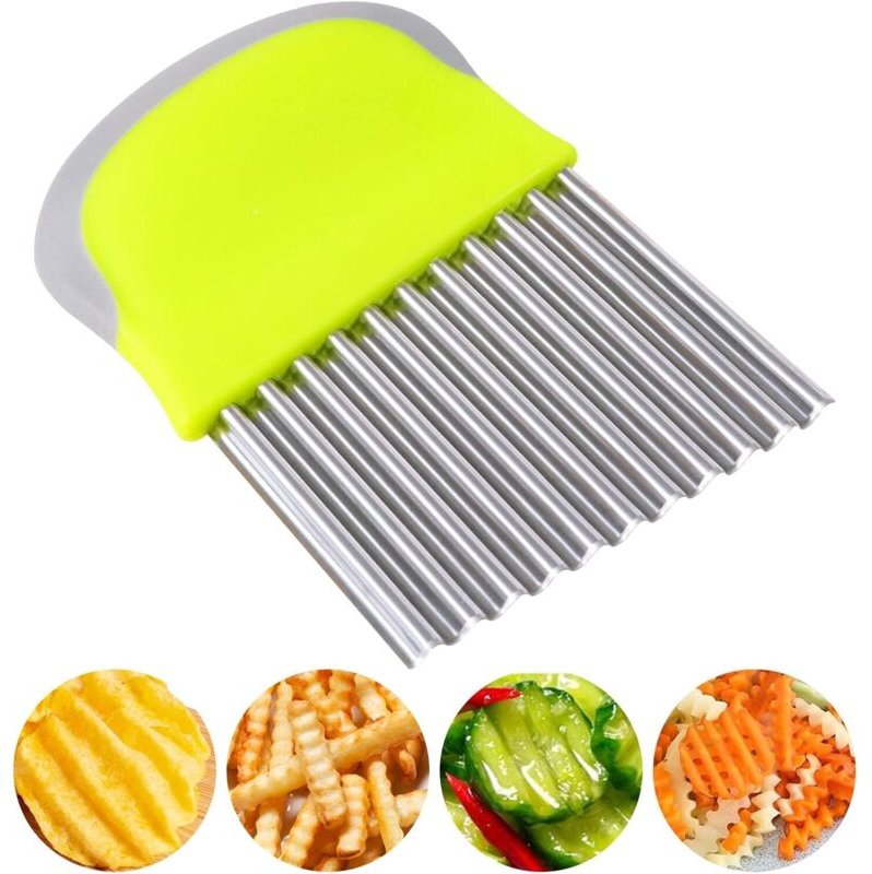 Kartoffelschneider, gewelltes Pommes-Frites-Messer, Kartoffelschneider, Edelstahl-Wellenmesser, Gemüseschneider, gezackt...