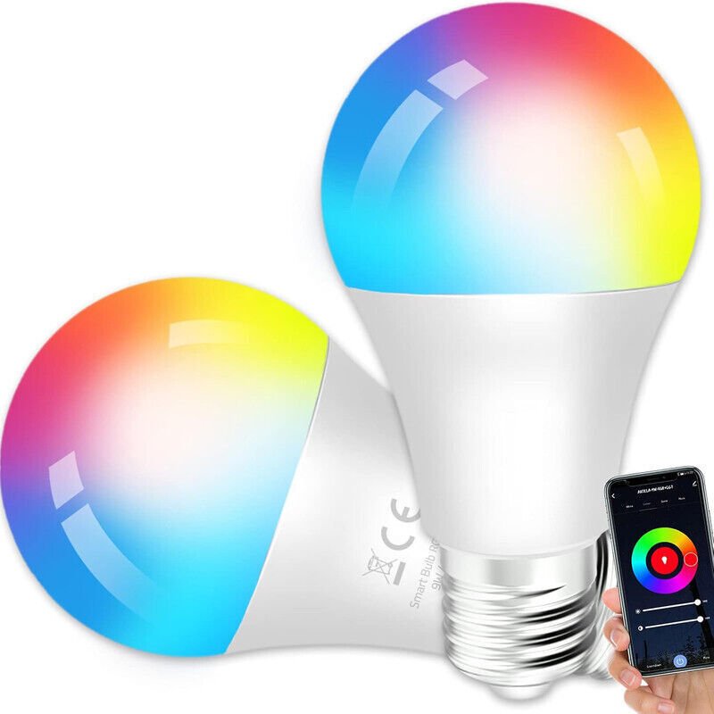 E27 15W WLAN-Smart-Glühbirne, RGB + CCT Mehrfarben-LED, 2700K–6500K, kompatibel mit Alexa/Google Home, Smart-Glühbirne, ...