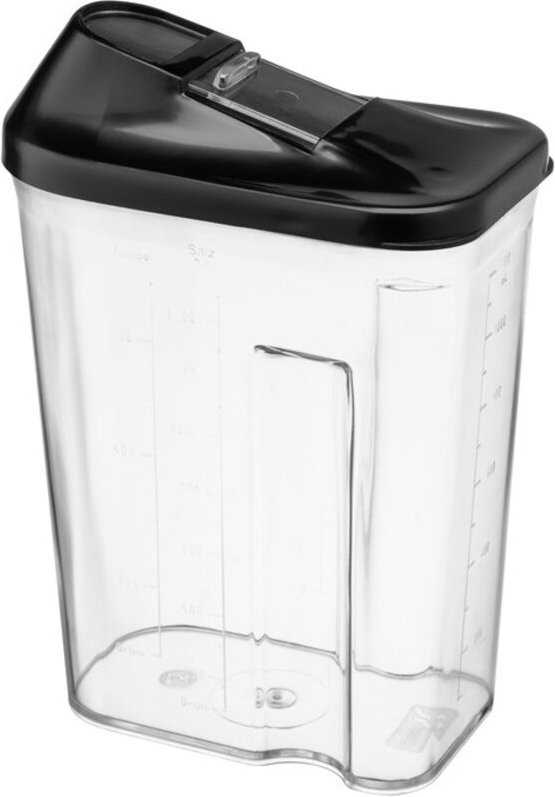 HUGO 1500 ml (1,5 Liter) Futterspender, farblos, mit schwarzem Deckel