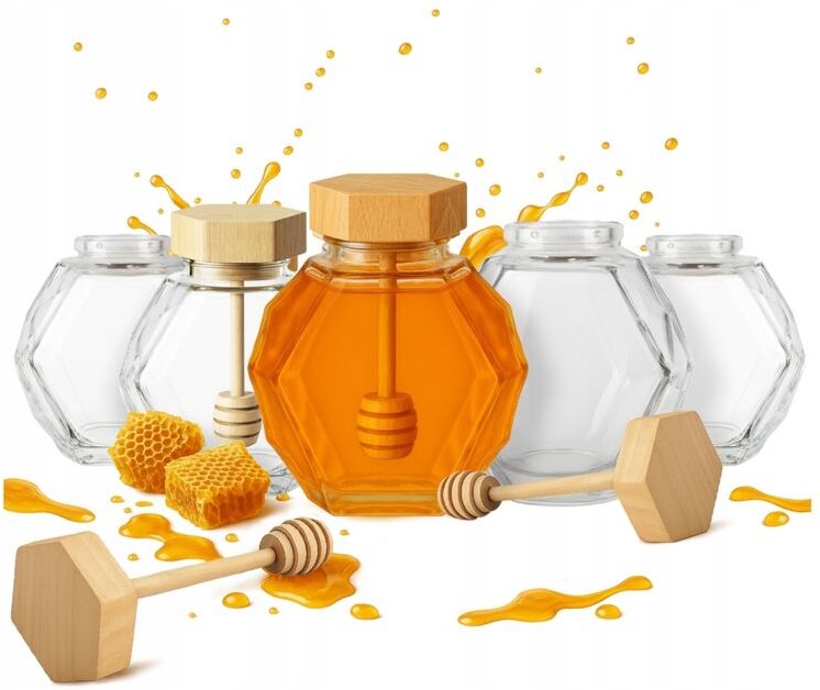 20 MAJA-Glasbehälter à 200 ml mit Holzdeckel für Honig – Geschenk zur Hochzeit