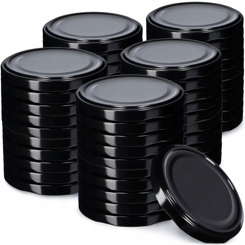 Kadax - Schraubdeckel fi66 mm, Ersatzdeckel Set aus Metall, 50 Stück,Schwarz