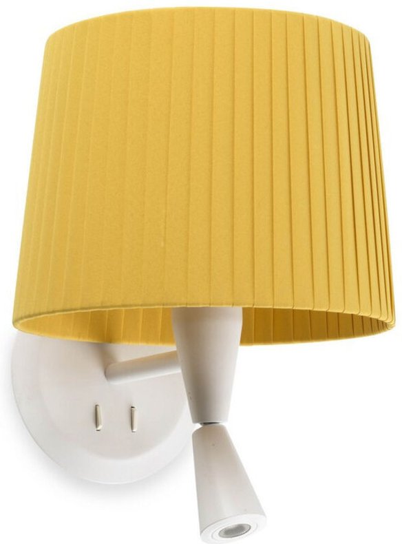 SAMBA Wandleuchte innen mit Leser weiß/Polyesterseide gelb 64308-36