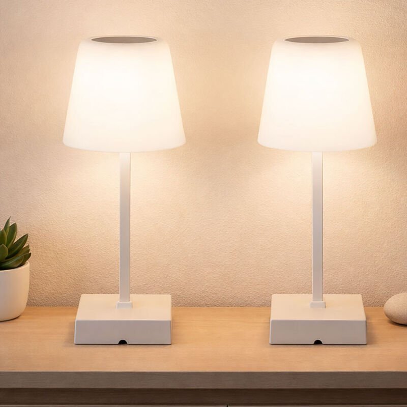 Tischlampe Tischleuchte Wohnzimmerlampe Touchdimmer Akku Beistellleuchte CCT LED silber, Aluminium Kunststoff, 2W 100Lm ...