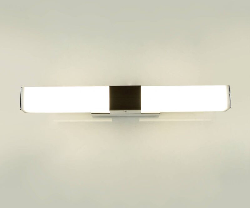 Led Spiegelleuchte Edelstahl 40 cm breit IP44 Chrom Weiß länglich 4100 k neutralweißes Licht 630 lm