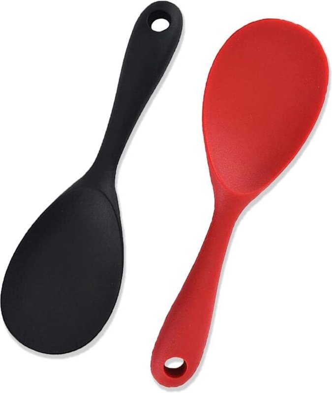 Shining House - Set mit 2 Silikon-Esslöffeln, Reis-Esslöffeln, Koch-Esslöffeln, Antihaft-Silikon-Esslöffeln zum Kochen u...