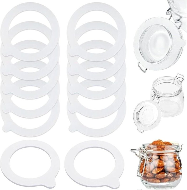 Dichtringe,24 Stück für Einweckgläser,Gummiringe für Gläser Silikon Glasdichtungen Weiß Ersatz Einkochringe,Einmachgummi...