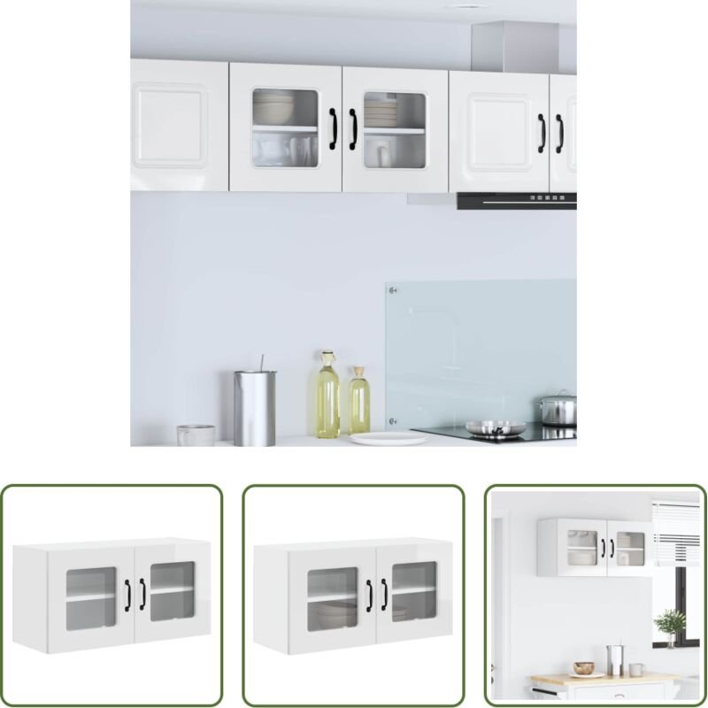 Holzschrank - Küchenschrank Kalmar Hochglanz Weiß 80 x 31 x 40 cm