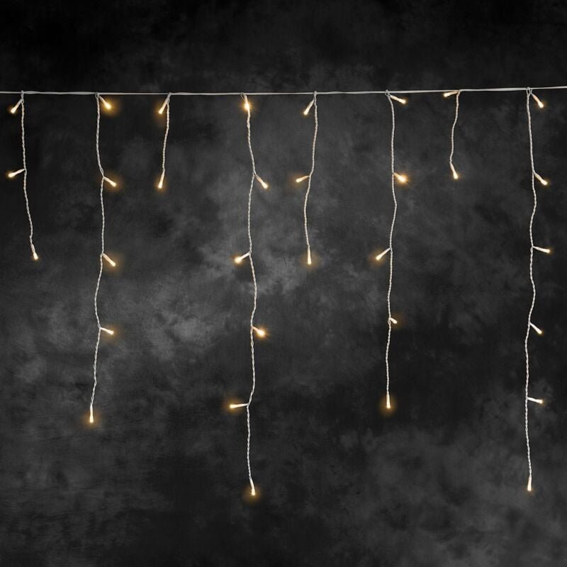 Konstsmide LED Eisregen Lichtervorhang für Außen 200 LED, bernstein Lichterketten