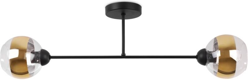 Asturia Schwarze Deckenleuchte 2 Flache Goldene Lampe E27