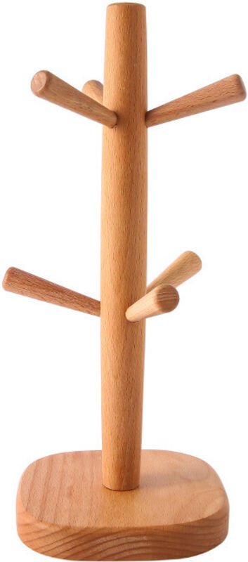 Becherhalter mit 6 Haken, baumförmiger Becherhalter, Becherhalter aus Holz, Tassenaufbewahrung, Kaffeetassenständer, für