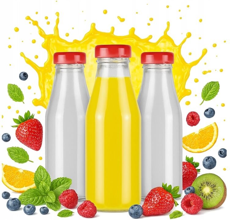 10x Saftflaschen, 200ml Glasflaschen für Saft mit Schraubverschluss, 0,2l