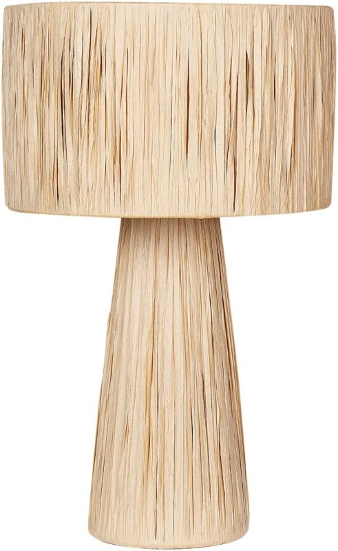 Thumbnail - Tischlampe Naturfarben Palmblatt Trommelfrom 41 cm Papierschirm u. -fuß Boho-Stil Langes Kabel mit Schalter Schlafzimmer...