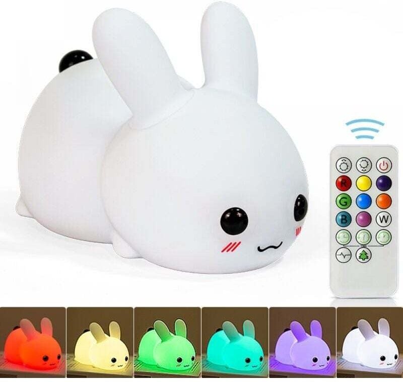 Ymyny - Wiederaufladbares LED-Nachtlicht, Kaninchenlampe aus weichem Silikon mit berührungsempfindlicher Steuerung für d...