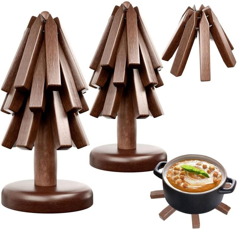 Untersetzer aus Holz für heiße Speisen, in Baumform, Untersetzer, Holzuntersetzer, Walnussholz, Isoliermatte, Untersetze...