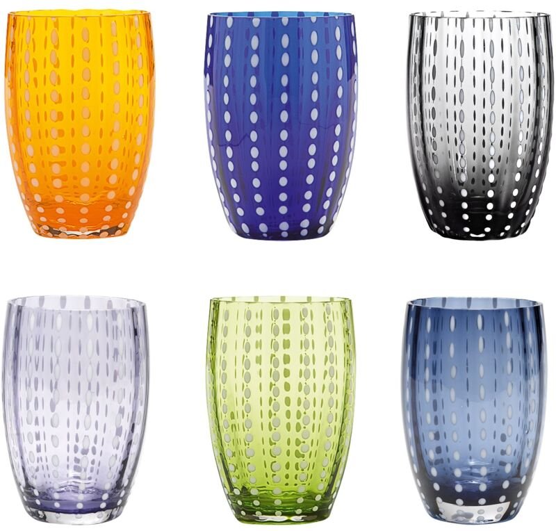 Thumbnail - Perle Gläser Set 2 – 6er-Set, bunte mundgeblasene Gläser, 32 cl, handgefertigt, Wasser/Cocktails - Zafferano