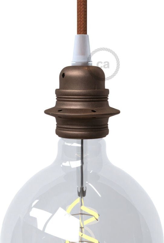 Creative Cables - Creative-cables italia e27 metallfassung mit doppelter ringmutter fÜr lampenschirm rost pl27mzvrug