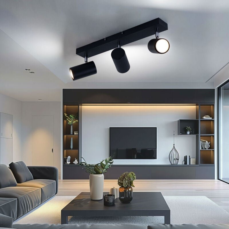 Globo Lighting - Deckenleuchte Wohnzimmerlampe Esszimmerleuchte Schlafzimmerlampe Spotstrahler, Metall schwarz verchromt...