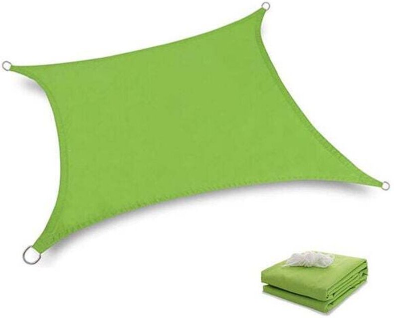 Rechteckiges Sonnensegel, UV-beständig, mit Seilen und Bändern für Garten, Terrasse, Balkon, Camping, Pergola, Grün (2 x...