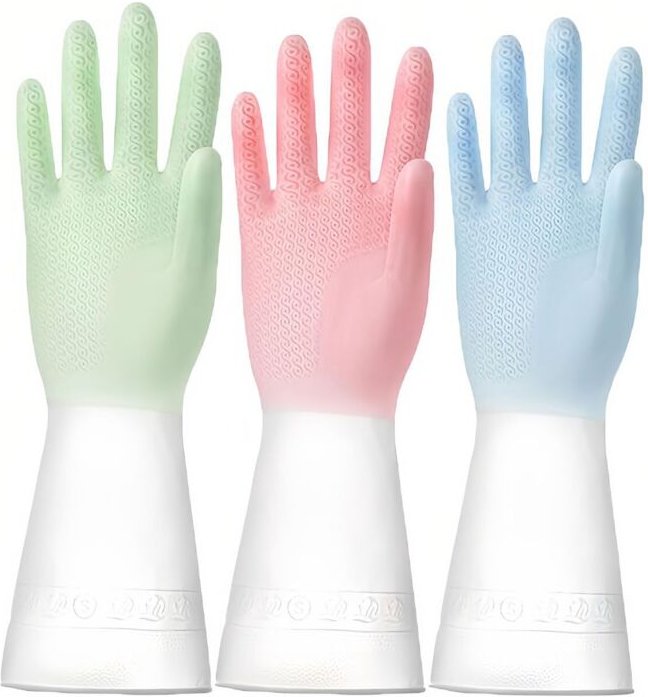 Wiederverwendbare Haushaltshandschuhe, 3er-Set, duftende Gummihandschuhe mit rutschfester, wasserdichter Oberfläche, zum...