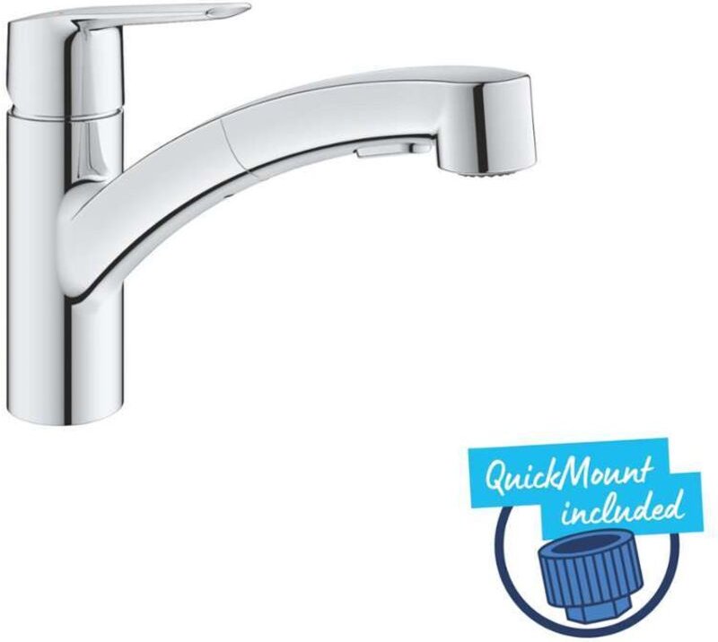 Grohe QuickFix Start - Spültischarmatur mit herausziehbarer Brause, Chrom 1012400000