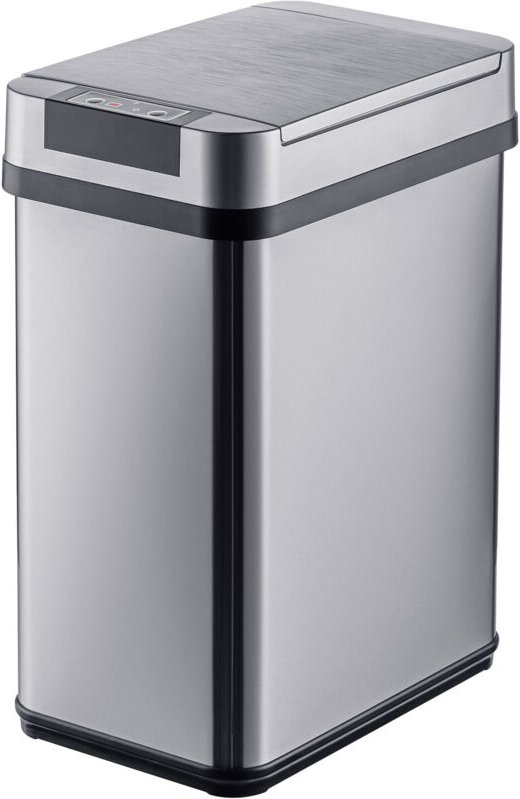 Relaxdays Mülleimer mit Sensor, 12 Liter, elektrischer Deckel, Müllbeutelhalter, Edelstahl, Abfalleimer Küche, silber