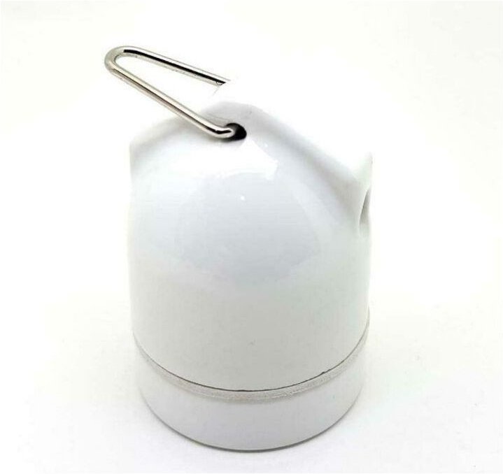 FAI - Make porzellan lampenfassung e27 glÄnzend weiß emailliert mit haken 0161/sm/bi