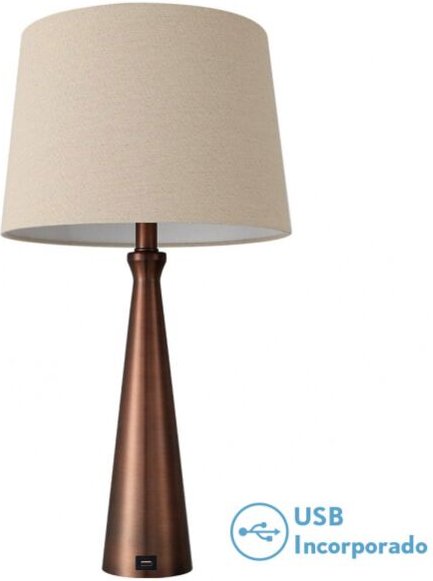 Tischleuchte Perle 1xe27 braun 61x33x33 cm port usb