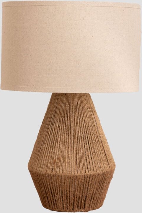 Tischlampe aus Leinen Vasil Braun Natur - Sklum