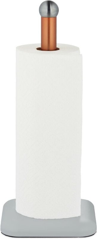 Küchenrollenhalter stehend, Edelstahl, Papierrollenhalter für die Küche, HxBxT: 36 x 15 x 15 cm, weiß/kupfer - Relaxdays
