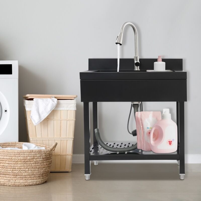 Freistehende Edelstahlspüle für den Hausgebrauch, Edelstahlspüle für den Arbeitsplatz, Spüle für den Hausgebrauch mit ei...