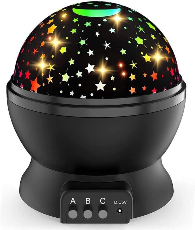 Tlily - Kindernachtlichtprojektor: Rotierender Mondstern Nachtlicht Schlafzimmer Party und Geburtstagsgeschenke (Schwarz...