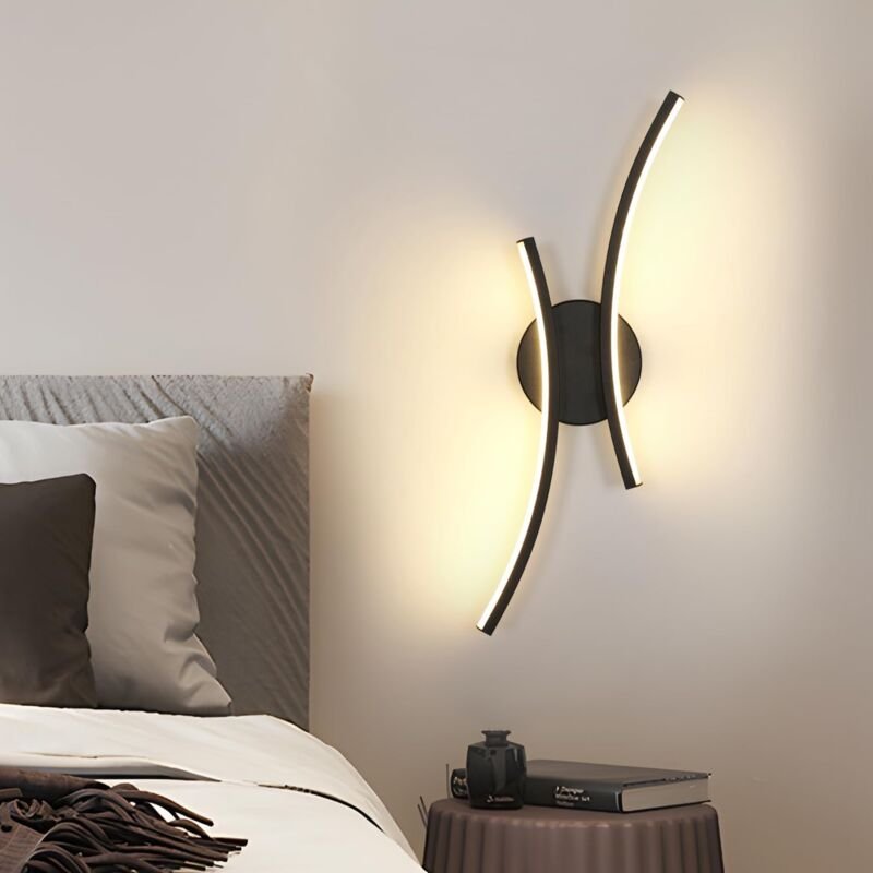 Modernes Design LED-Wandleuchte, Schwarz, 44,5 x 10 x 5 cm, Warmes Licht 3000 k, 20 w, Ideal für zeitgenössische Dekorat...