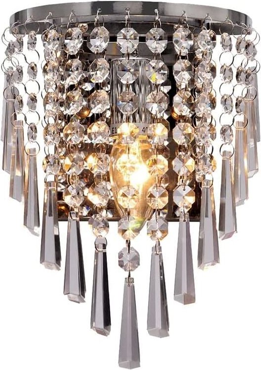 GOECO Wandleuchte Innen Kristall Moderne Wandlampe E14 Basis Für Schlafzimmer, Wohnzimmer, Flur, Diele