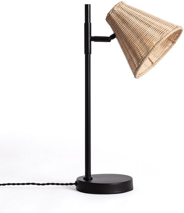 Efectoled - Tischlampe Metall und Rattan Cesto Schwarz