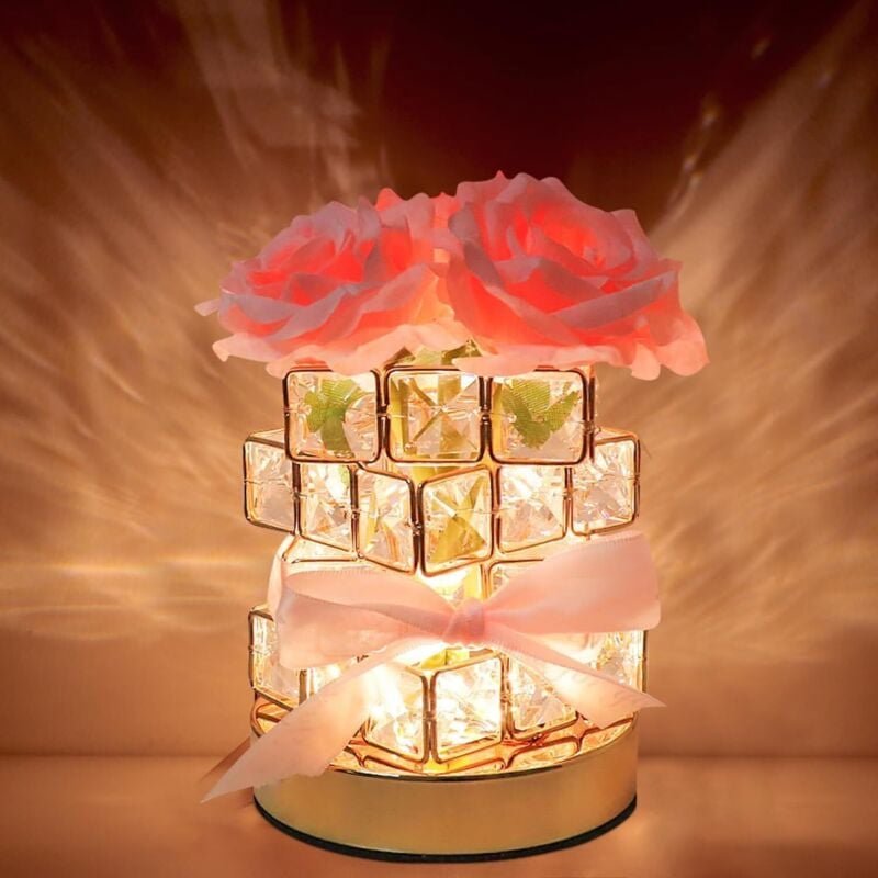 Rose LED-Tischlampe, Rose-Nachtlicht, USB-Touch-Steuerung, Tischlampe, Nachttischlampe mit 3 Dimmfarben, Tischlampe, Sti...