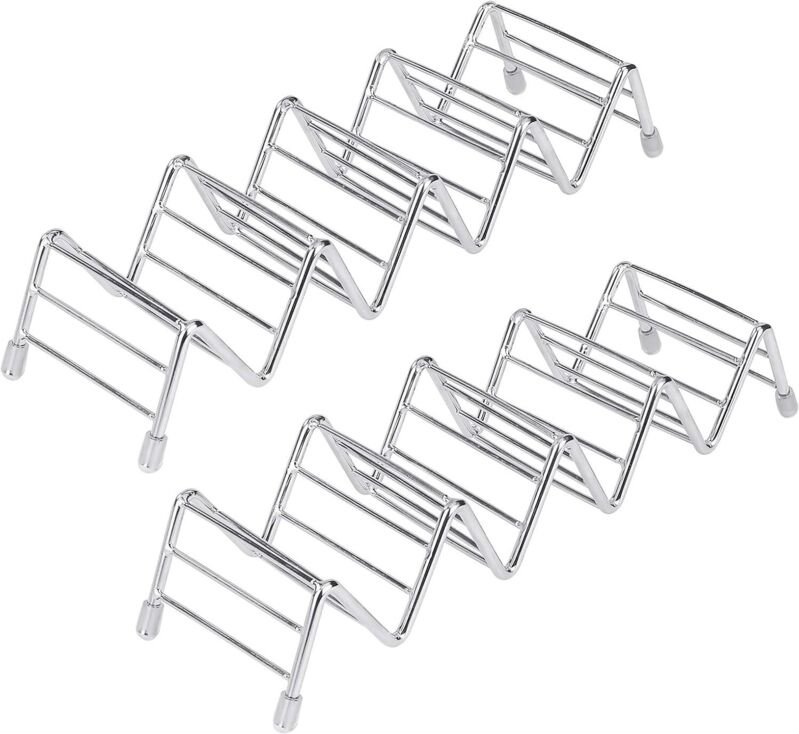 Edelstahl-Wellenform-Halter Küchenhelfer für harte oder weiche Tacos und Hotdogs, 2 Stück (4-5 Fächer)