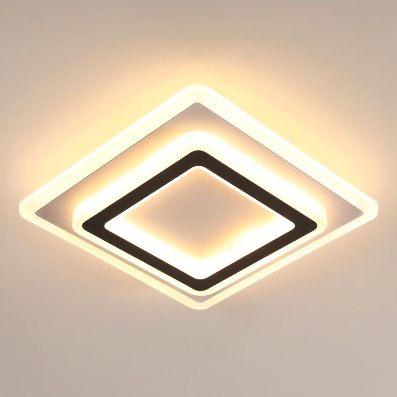 GOECO LED-Deckenleuchte, 38 W, 4275 lm, quadratisch, moderne Aluminium-Deckenleuchte für Wohnzimmer, Schlafzimmer, Küche...