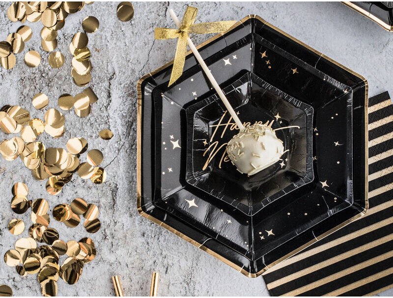 Thumbnail - Let's Celebrate Teller, schwarz, 23cm (1 Packung / 6 Stk.)